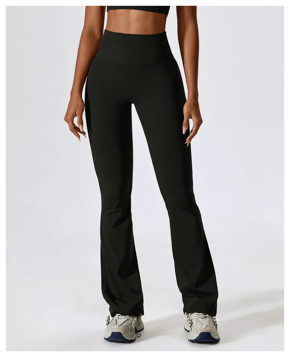 Flare Leggings Yoga Pants Women Bell-bottoms Yoga Trousers High Waist Fitness Pants Stretch Gym Casual Sports ATFH