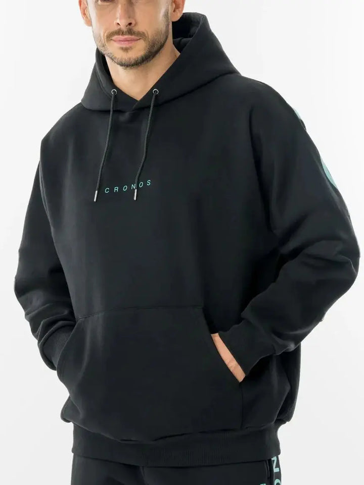 Men's Oversized Hoodie "CRONOS" Graphic Streetwear Sweatshirt Casual Long Sleeve Pullover Hip Hop Fashion Hooded Top for Male - ATFH