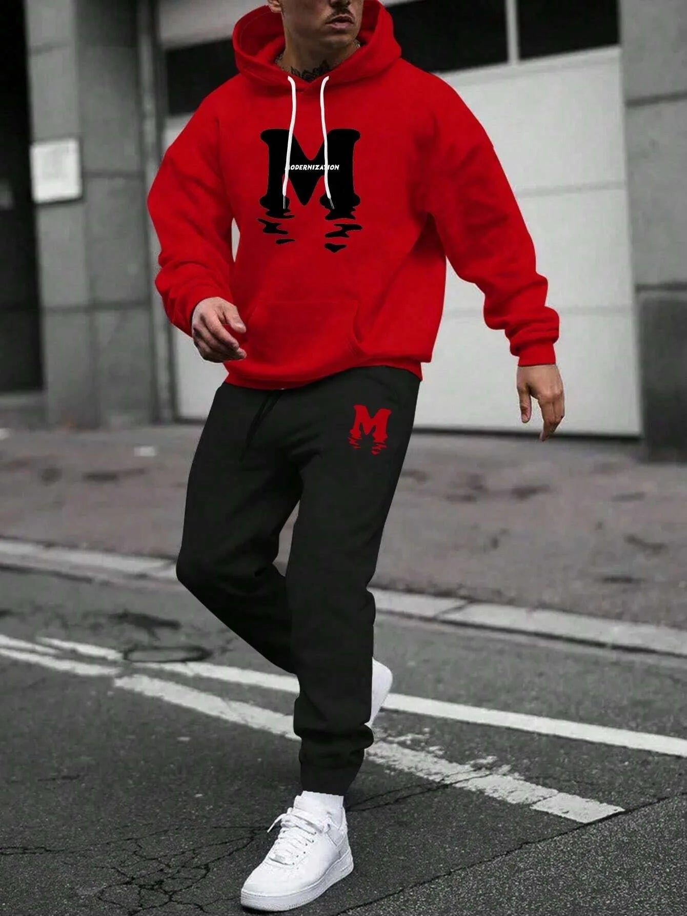2026 Spring and autumn two-piece men's drawstring women's sports set hooded set quality comfortable casual pullover fashion - ATFH