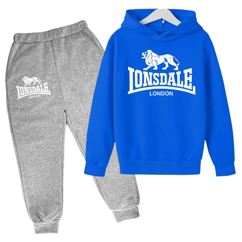 Kids Fashion Hoodie Boys Lion Print Tracksuit Girls Toddler Coat 3-12Y Top+pants 2P Clothing Charming Casual Sports Jogging Set - ATFH