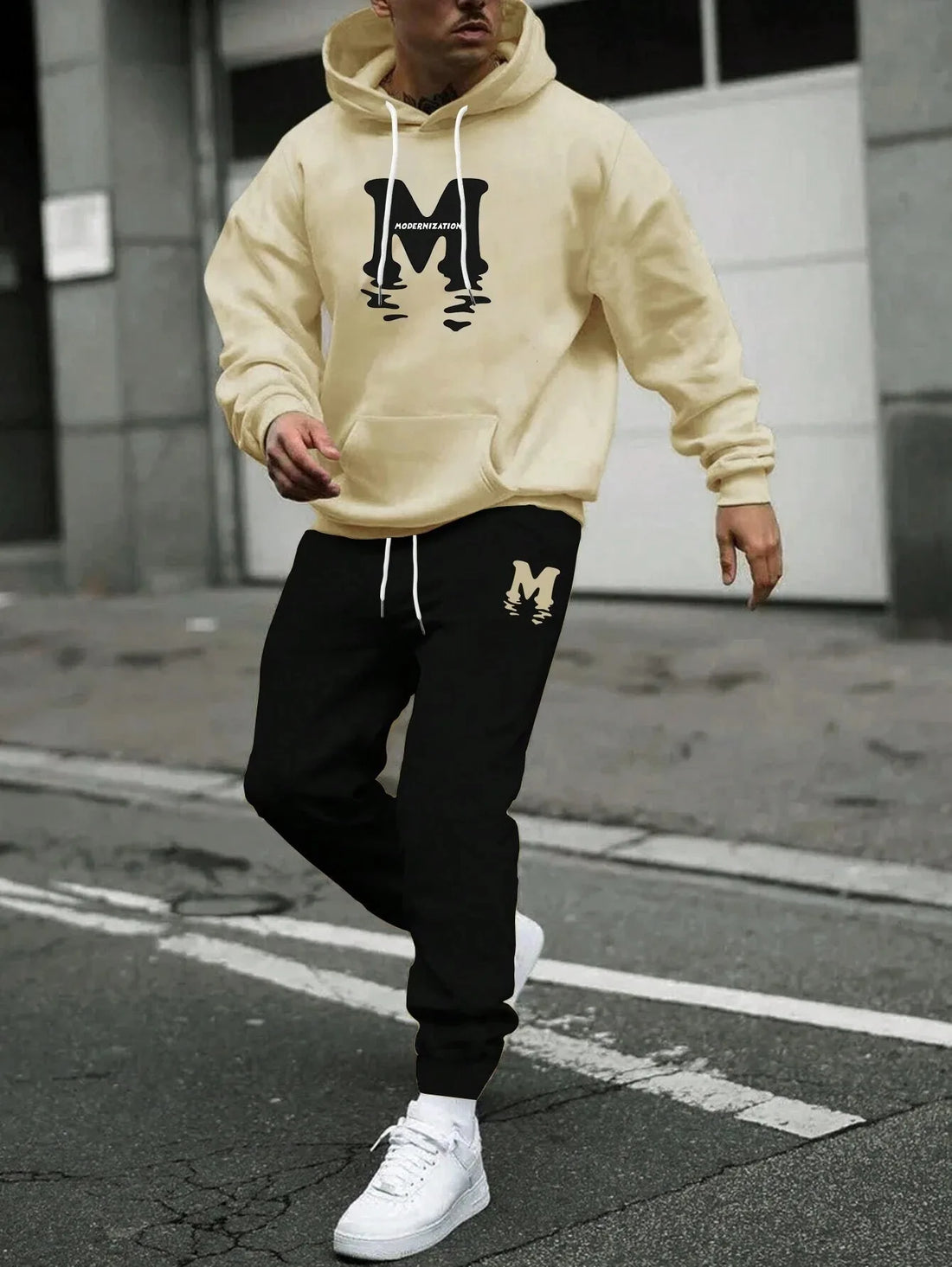 2026 Spring and autumn two-piece men's drawstring women's sports set hooded set quality comfortable casual pullover fashion - ATFH