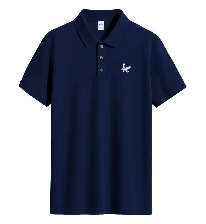 Men's fashionable high-end collar short sleeved T-shirt breathable polo shirt summer business trend T-shirt top