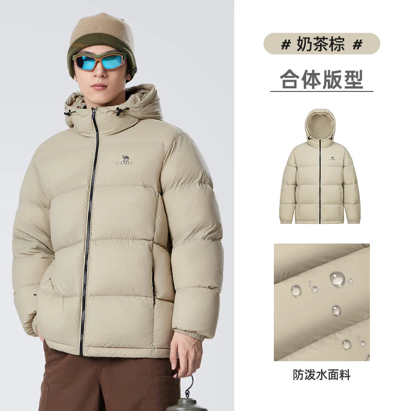 GOLDEN CAMEL Down Jacket Waterproof Men's Jackets 2024 White Duck Down Thickened Hooded Cold-proof Warm Men Winter Coats Camping