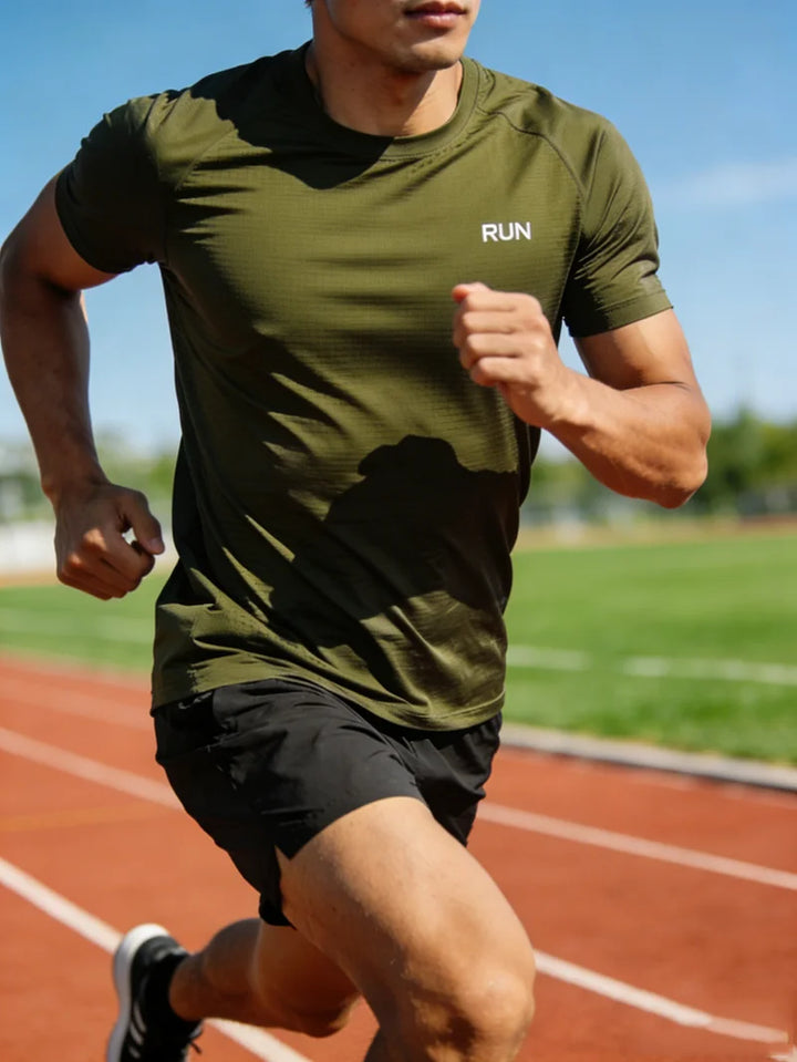 Men's Quick Dry Short Sleeve T-Shirt Moisture Wicking round Neck Gym Running Sport Shirt Lightweight Training Exercise Top