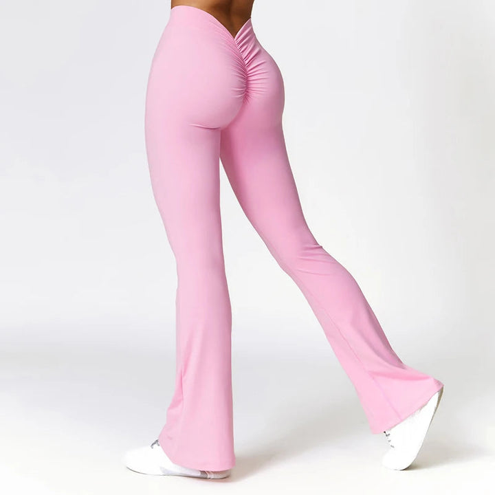 Sexy Sports Leggings Women V Back Scrunch Flares Leggings High Waist Yoga Flares Pants Push Up Gym Leggings Women Yoga Clothes ATFH