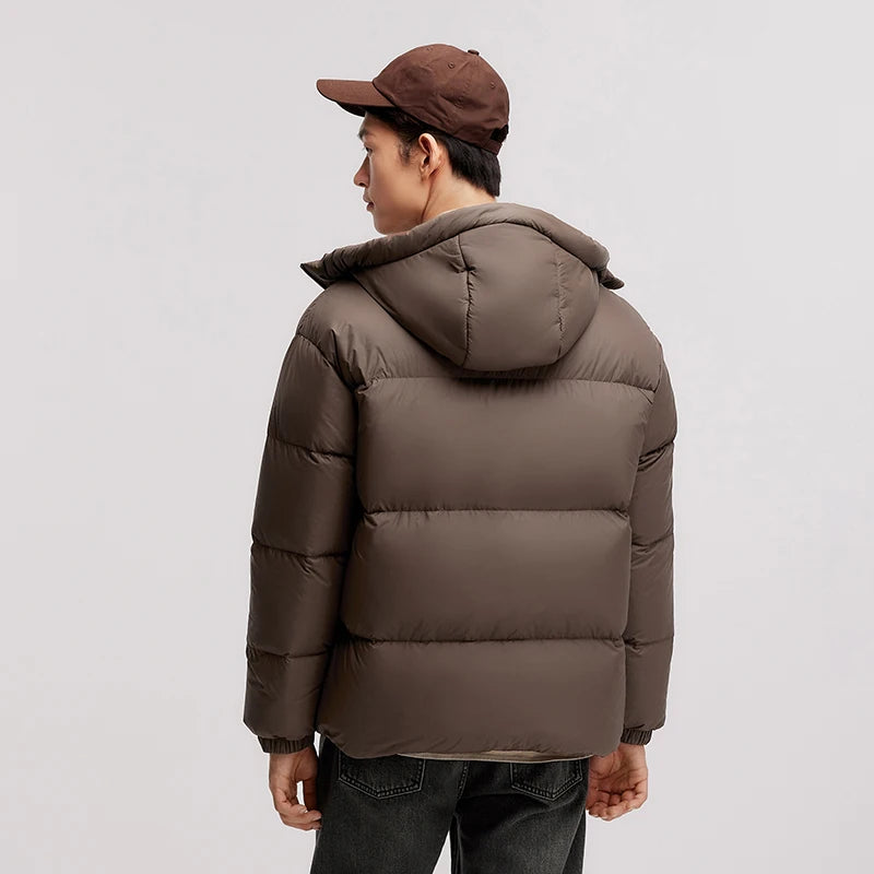 Semir Down Jacket Men 2024 Winter New Thermal Three-Proof Couple Hooded Outerwear Solid Color Versatile Down Jacket
