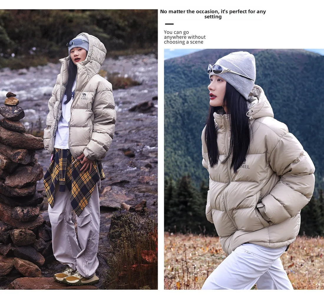 Golden Camel Winter Men Down Hooded Jacket Outdoor Ultra Light 85% White Duck Down Jacket Windproof Waterproof Camping Down Coat