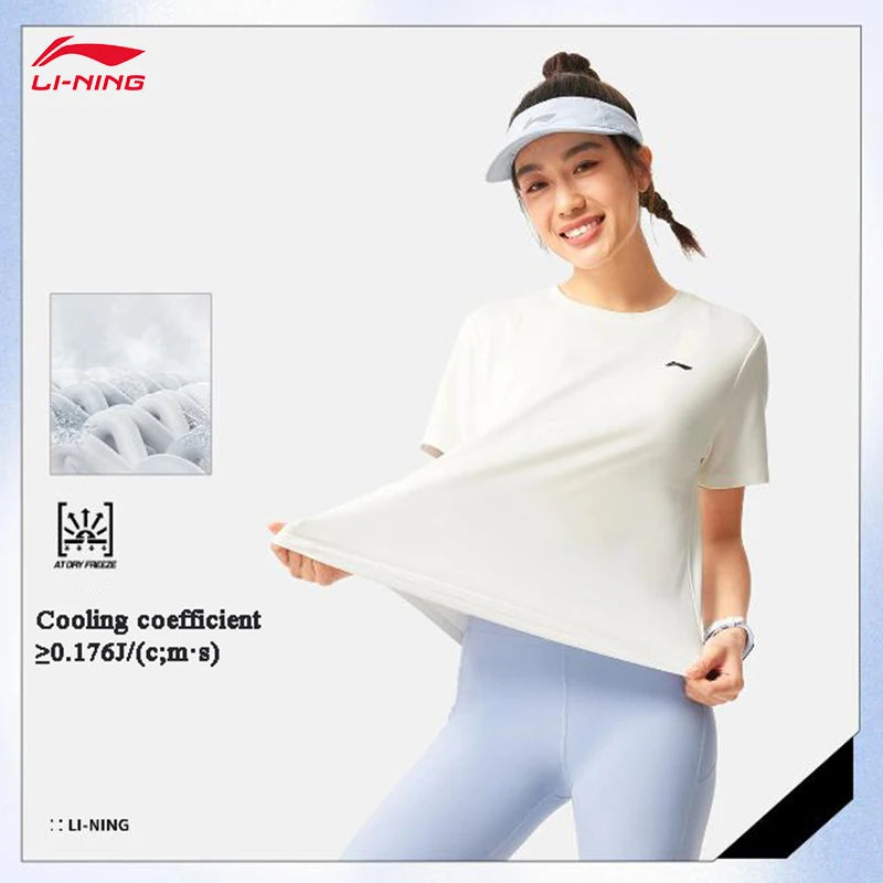 LI-NING Fitness series Women's ice comfortable loose short sleeved T-shirt Sports Tee Tops ATSV044 - ATFH