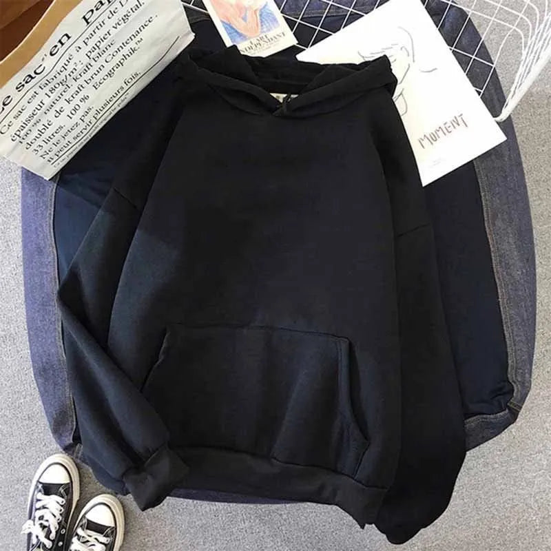 Rimocy Autumn Winter Printed Hoodie Women Korean FashionThicken Hooded Sweatshirts Woman Y2K Streetwear Loose Hoodies - ATFH