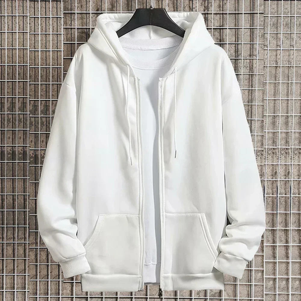 Men Fleece Zipper Hoodie Spring Autumn Oversized Women Sports Sweatshirt Winter Fashion Y2K Clothes Coat Harajuku Casual Jackets - ATFH