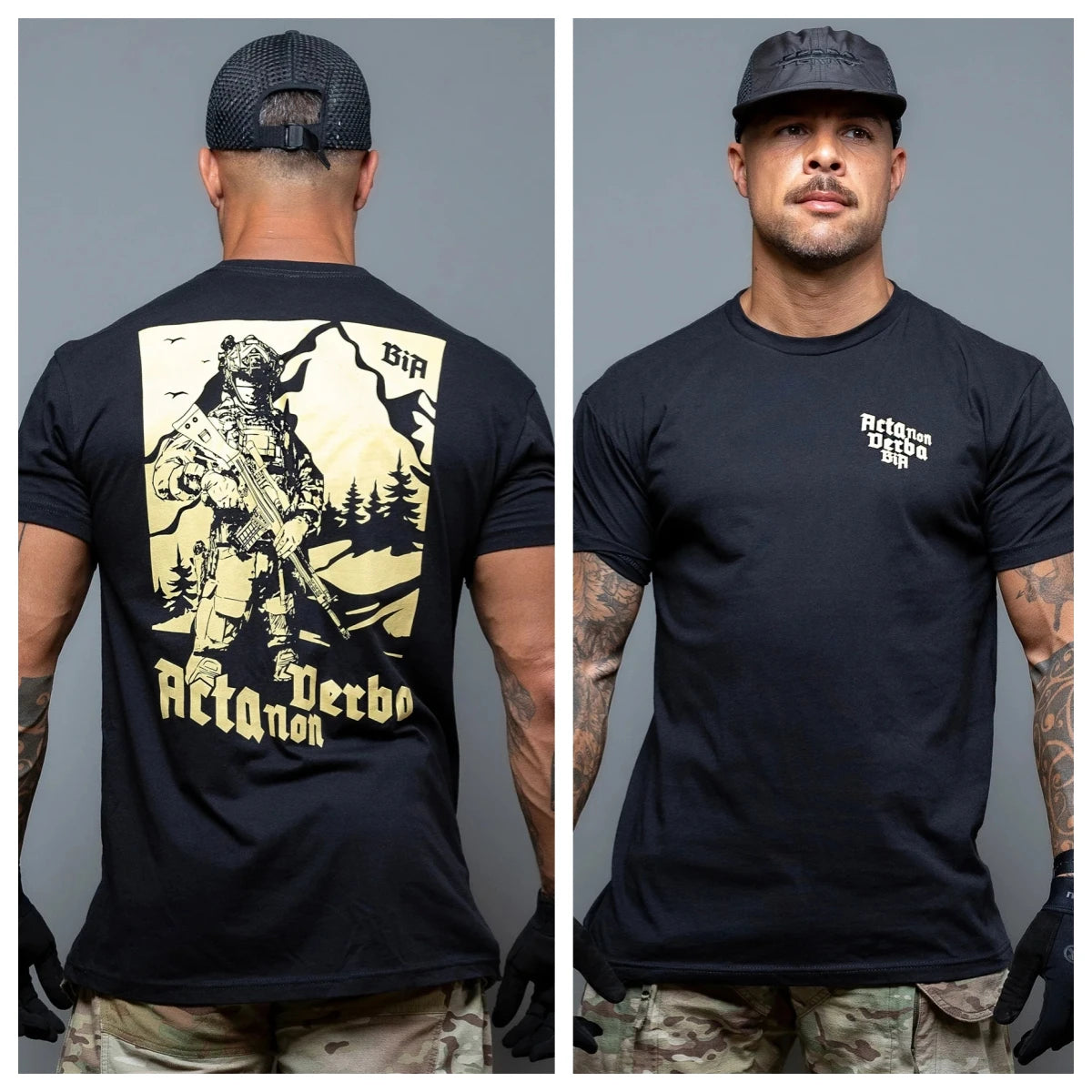 Acta Non Verba Military Tactical Art Style Summer Casual T-shirt Men's and Women's Luxury Brand ATFH