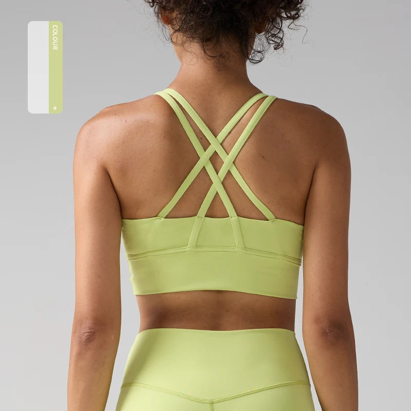 Solid Color Women Women Fitness Yoga Bras Race Back Sports Bras Nylon Top Women Bra Sexy Breathable Underwear For Women Gym - ATFH