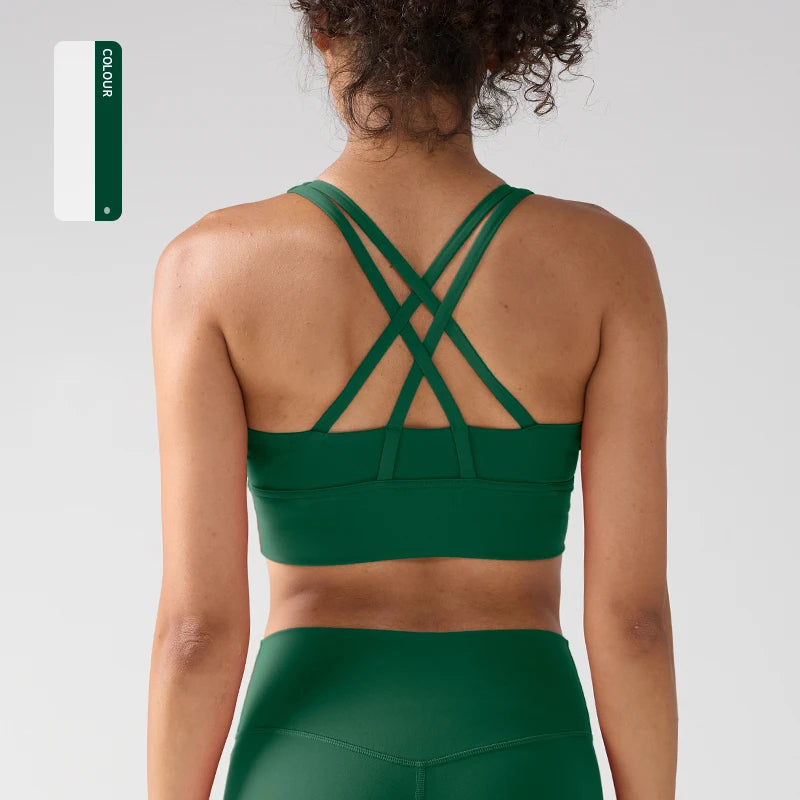Solid Color soft high strength Women Fitness Bra Tight Sport Top Comprehensive Training Gym Yoga Underwear Tight With Chest Pad - ATFH