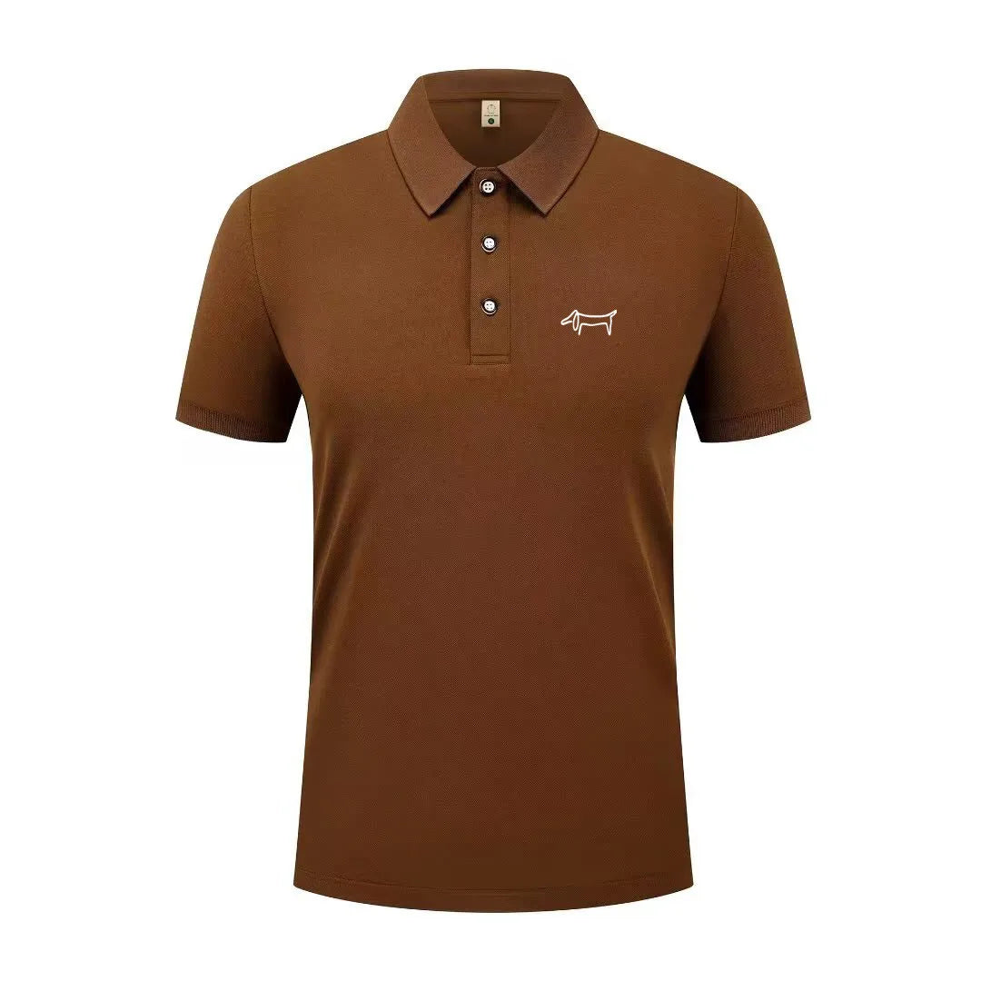 High end luxury men's new T-shirt collar button letter print European style summer hot selling casual sports men's clothing