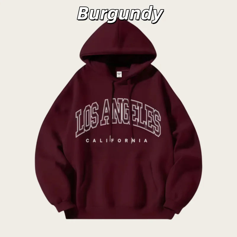 American Fashion Trend Unisex Autumn and Winter Fleece-Lined Thick Oversized American-Style Printed Jacket Loose Casual Street Style Hooded Sweatshirt - ATFH