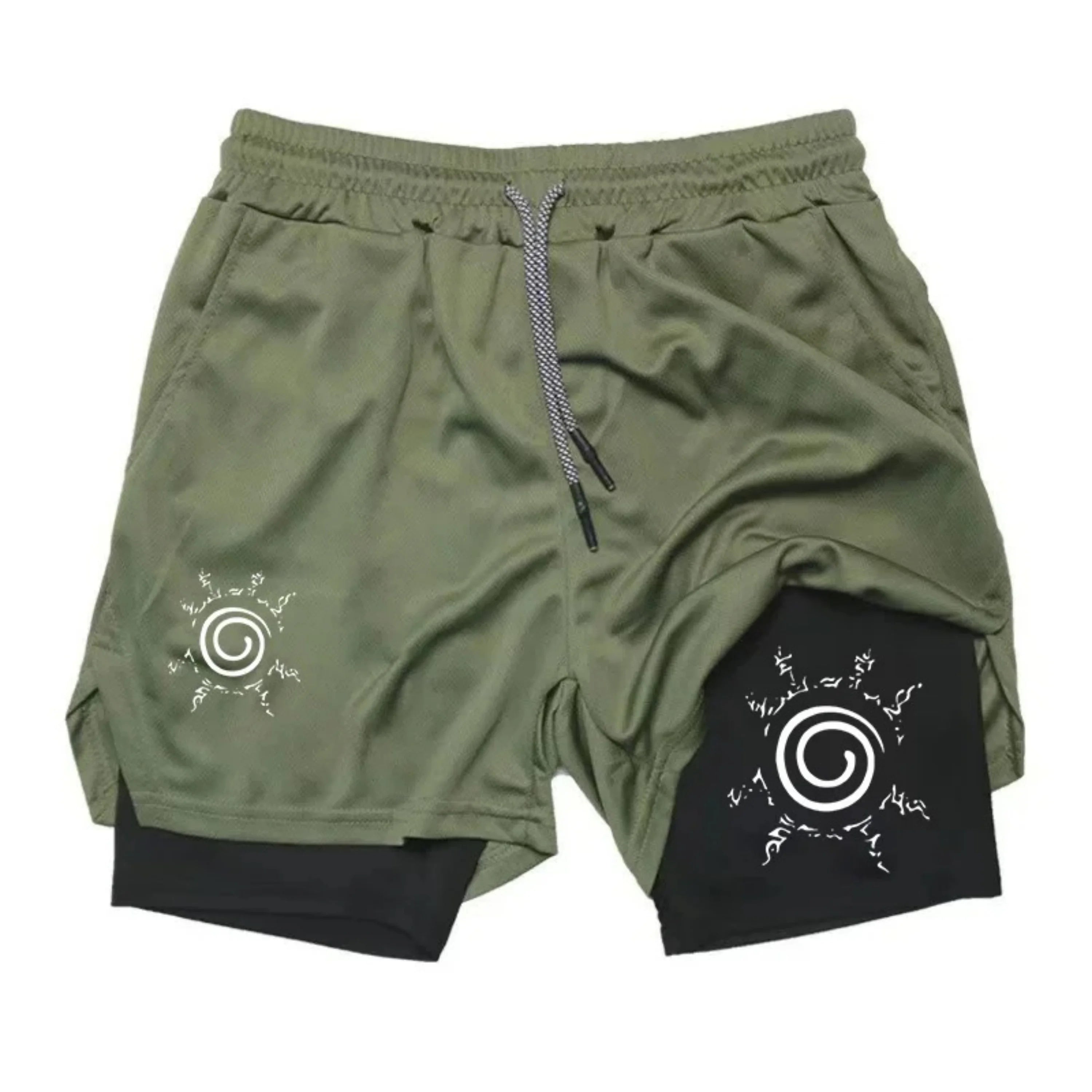 "Naruto" anime - Men's gym sports shorts - Quick dry-clean sports pants for running - Dual-purpose shorts for fitness training a