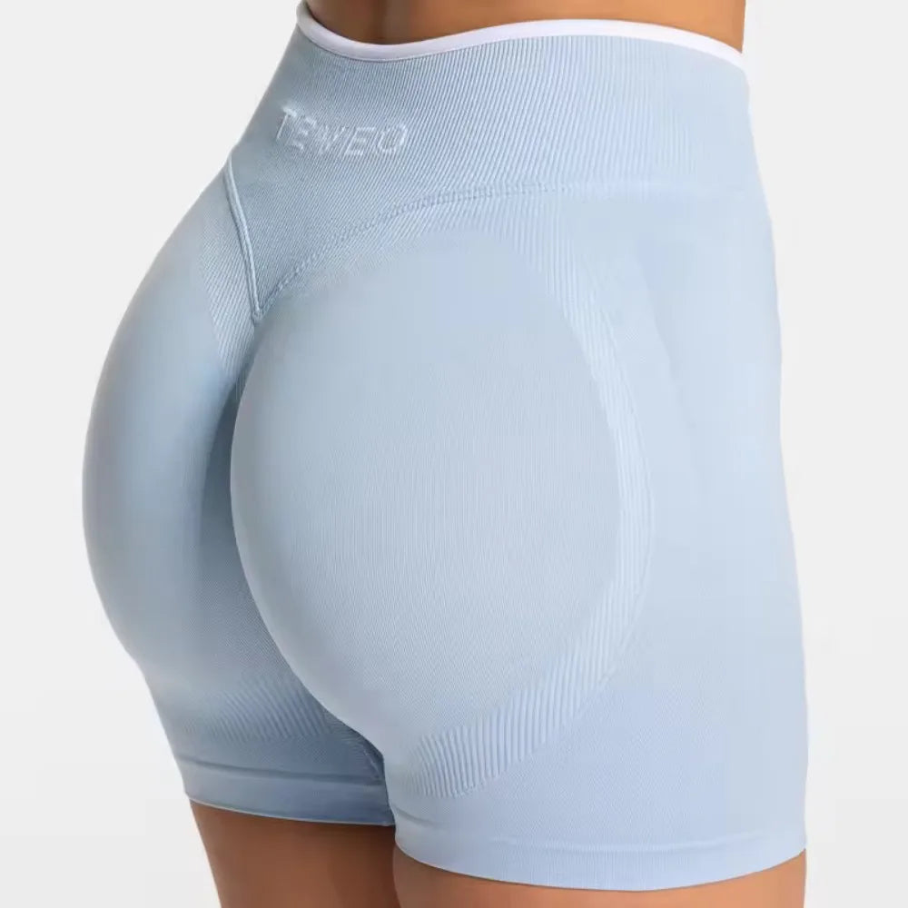 TEVEO Seamless Yoga Shorts for Outdoor Wear, Stylable Hip Lifters, Fitness & Workout Shorts Tahsi Fashion House