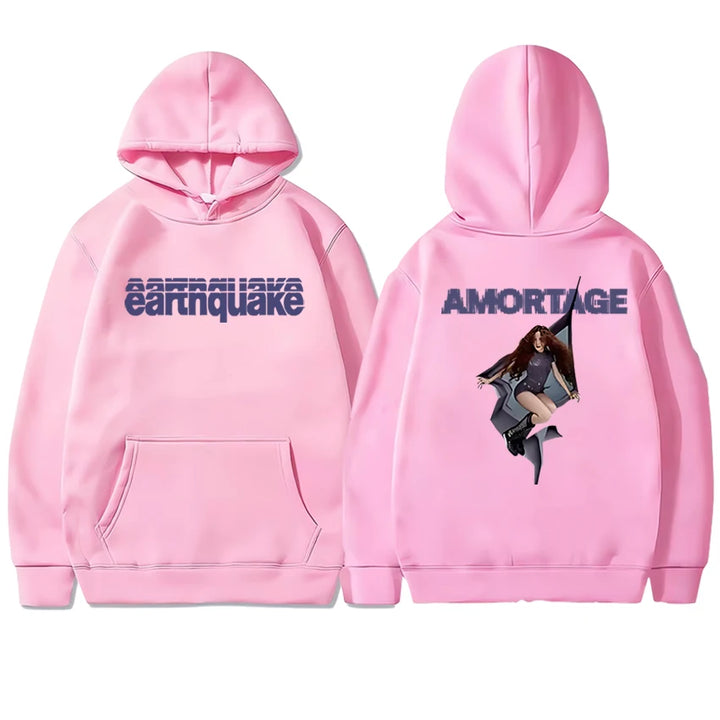 New in Jisoo Earthquake Hoodies Men women Vintage 2026 New Song Double Sided print Sweatshirt Unisex Fleece Long sleeve pullover - ATFH