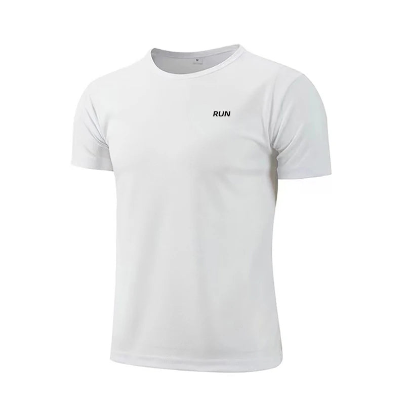 Mens Fitness Sweat Wicking Training Clothes Gym Bodybuilding Muscle Short Sleeve T-Shirt Summer Breathable Quick Dry Mesh Shirts