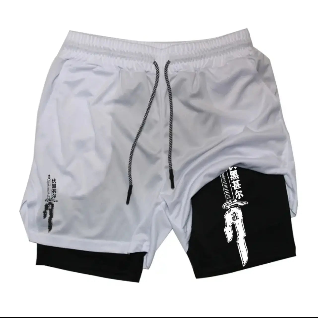 2025 New Summer Anime Pattern Print Adult Double-Layer Fashion Fitness Casual Shorts