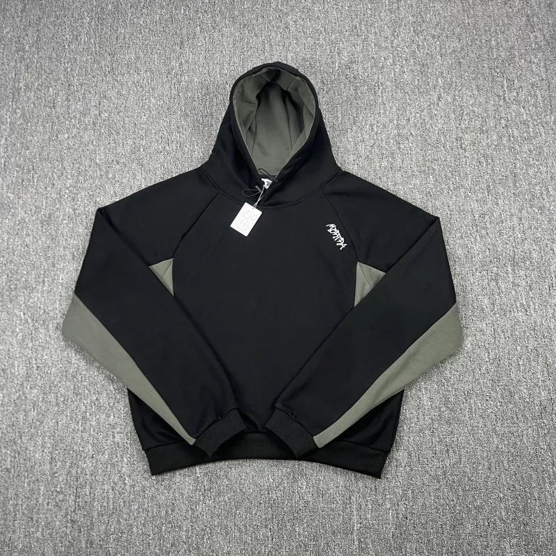 Mertra Patchwork Embroidery Fleece High Street Loose Autumn-Winter Men's and Women's Couple Sleeve Hooded Sweatshirt - ATFH