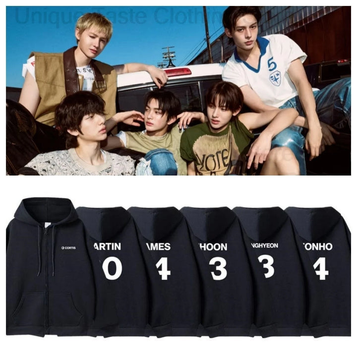 CORTIS Zipper Hoodies Kpop Fashion  MARTIN JAMES JUHOON SEONGHYEON KEONHO Letter Print Sweatshirt Women Men Autumn Hoodie Coat - ATFH