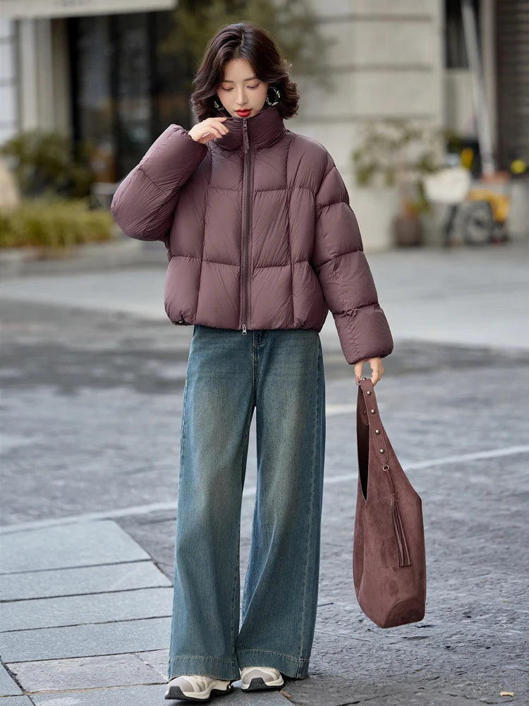 Short puffer jacket for women Winter Oversize Luxury High-neck long sleeve down jacket warm Thick 2026 New outwear INKEO DJ627 ATFH