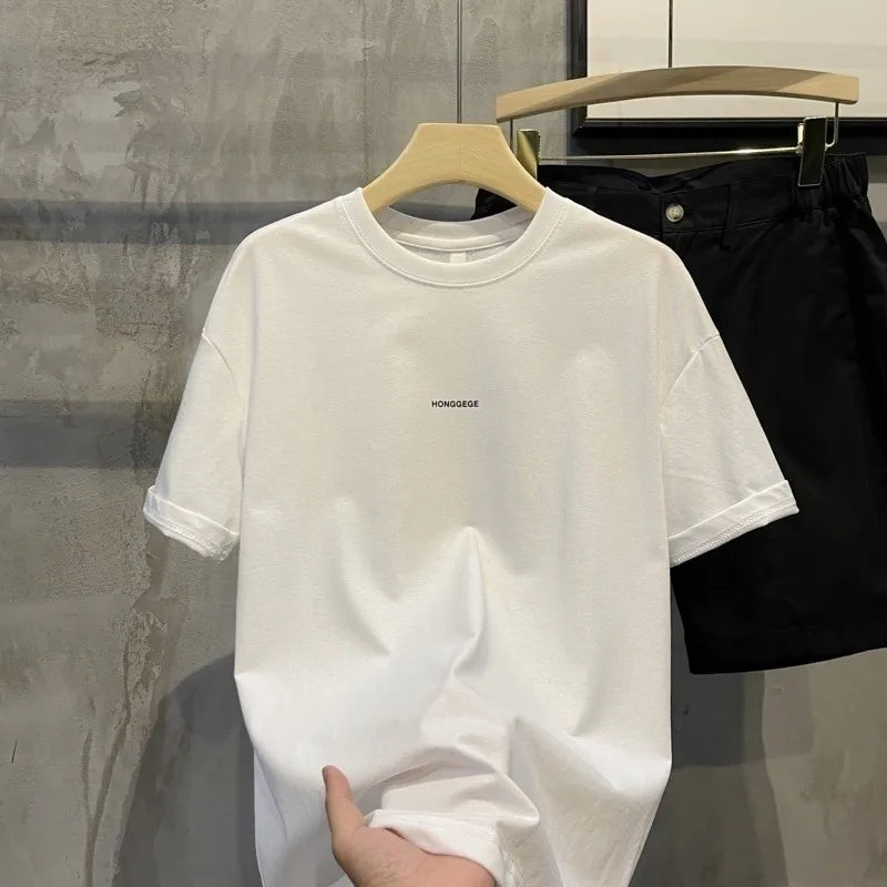 Men's Versatile Letter Printed Casual Base T-shirt Unisex T Shirt Summer Comfortable Simple Clean Round Neck Short Sleeve Top ATFH