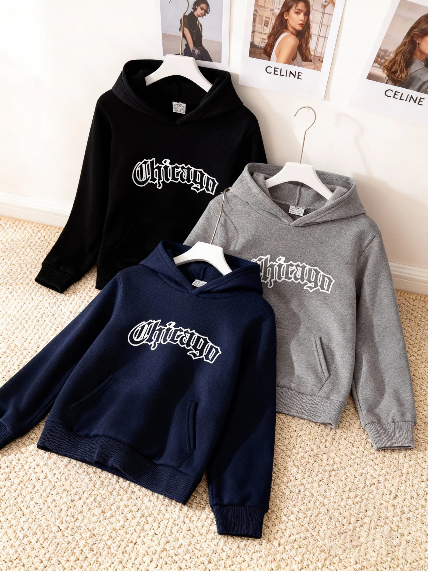 3-Piece Set Boys' Fashion Casual Letter Print Sweatshirts - Versatile Sports Tops - ATFH