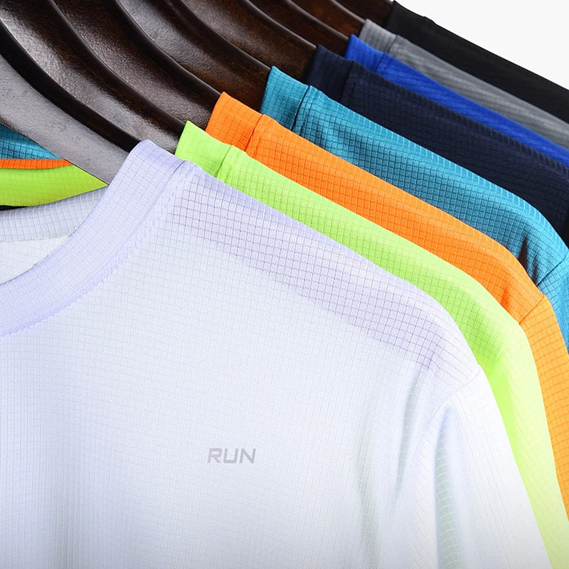 Summer Ice Silk Lightweigh Men's Short Sleeve Solid Color Crew Neck Half Sleeve T-Shirt Quickdry Thin Top Bottom Slim Underwear