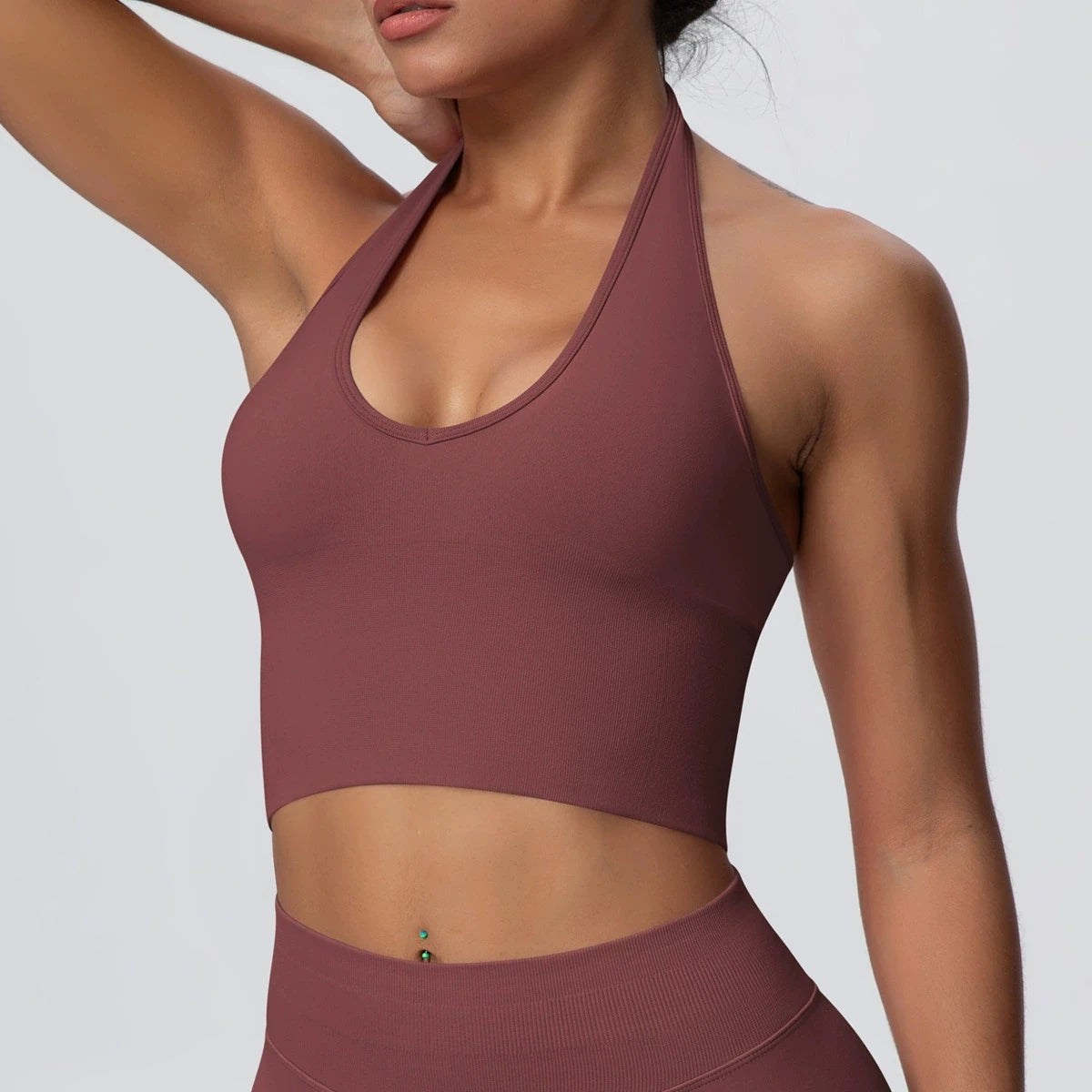 Seamless Sports Bra Gym Top Women Fitness Halter Yoga Bras Gym Crop Top Shockproof Breathable Running Workout Sports Underwear - ATFH