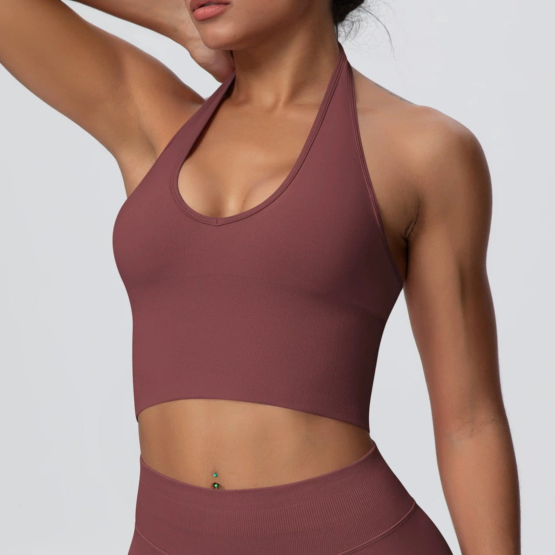 Seamless Sports Bra Gym Top Women Fitness Halter Yoga Bras Gym Crop Top Shockproof Breathable Running Workout Sports Underwear - ATFH