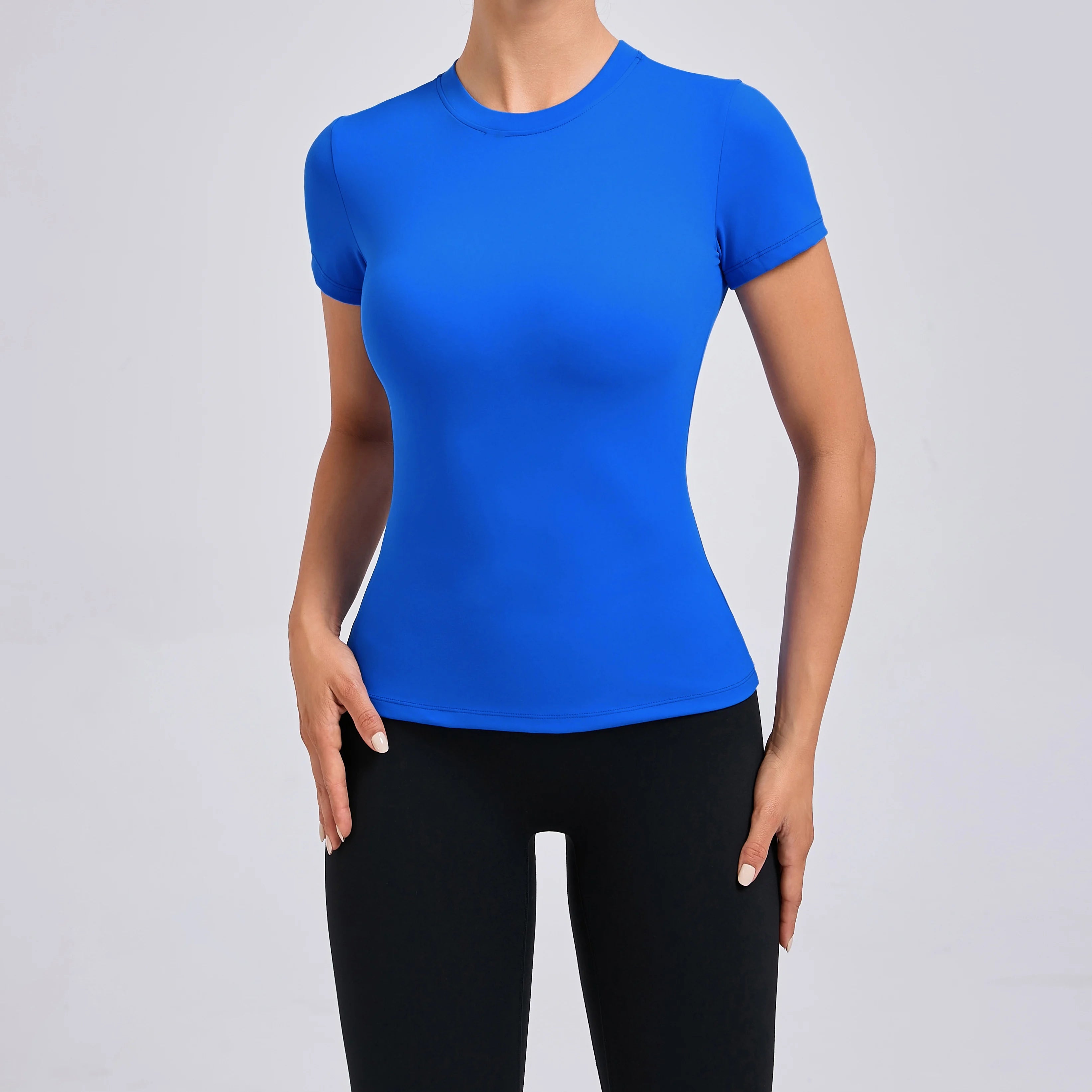 Women Top Yoga Shirts Quick Dry Running Tops Tights Push Up Workout Gym Clothes Short Sleeve Fitness Sports T-Shirts - ATFH