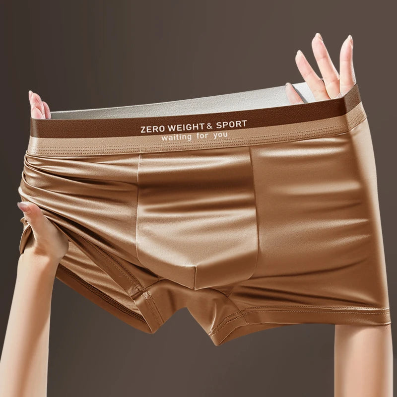 Men's Boxer Shorts Ice Silk Underwear Plus Size Underpants Breathable Sexy Slim Panties Top Quality Lingerie Wholesale