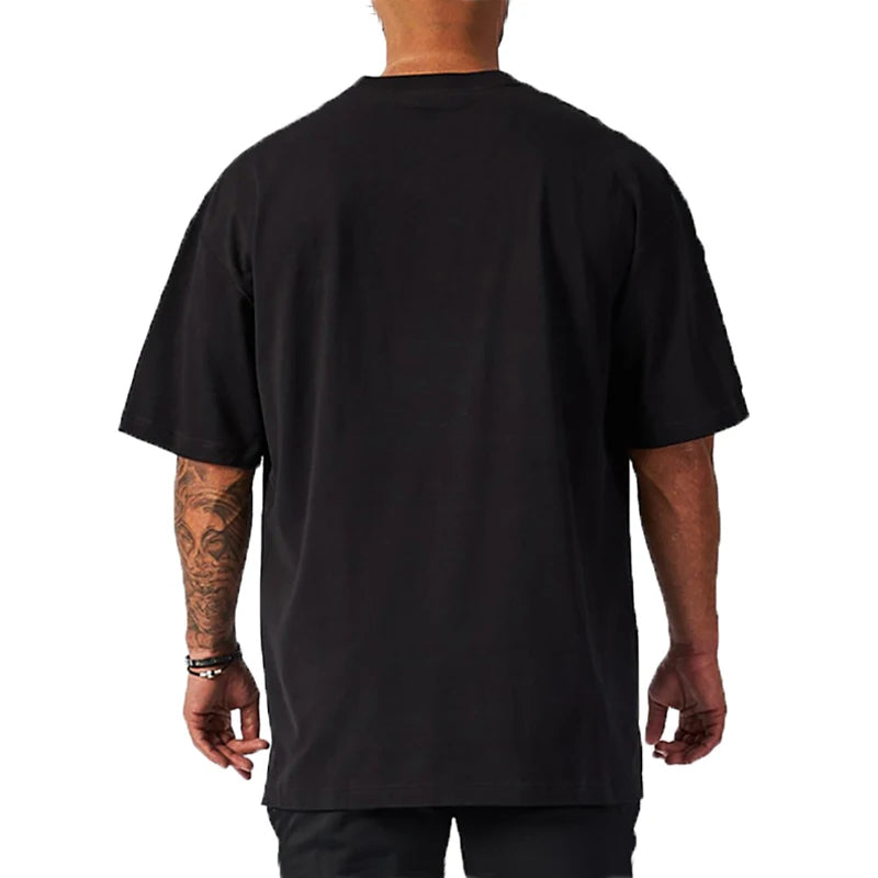 Summer Cotton Loose Oversized Half Sleeve Running T Shirt Men Sports Casual Fitness T-shirts O-neck Gym Clothing Workout Tees ATFH