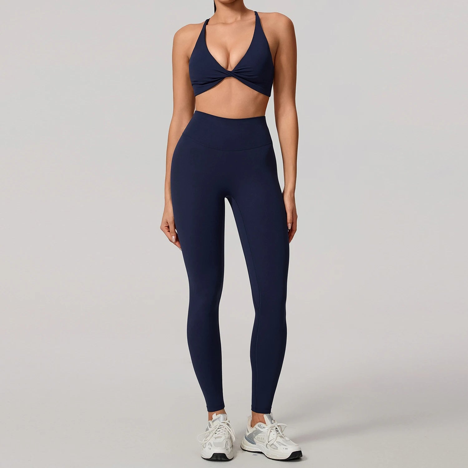 New Summer 2Pcs Women's Quick-Dry Sports Set V-Shaped Bra Female Sleeveless Yoga Outfit Gym Two-Piece Woman Sport Clothes - ATFH