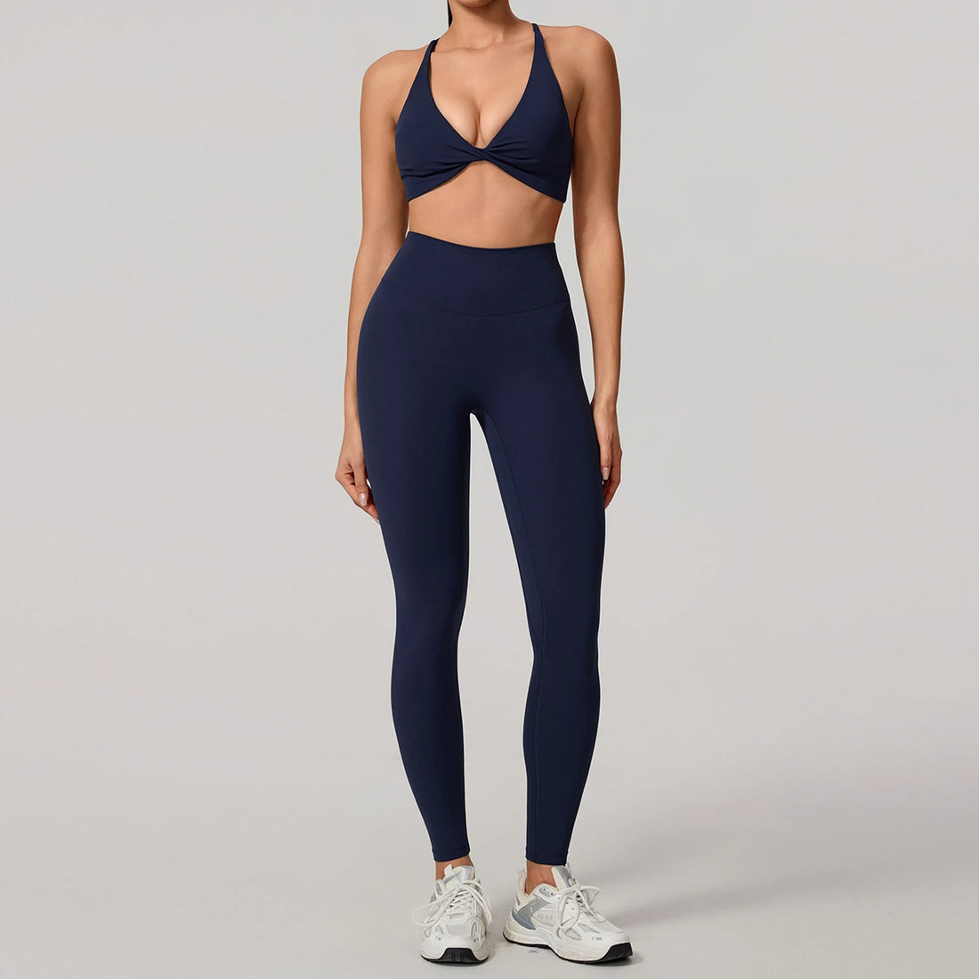 New Summer 2Pcs Women's Quick-Dry Sports Set V-Shaped Bra Female Sleeveless Yoga Outfit Gym Two-Piece Woman Sport Clothes - ATFH