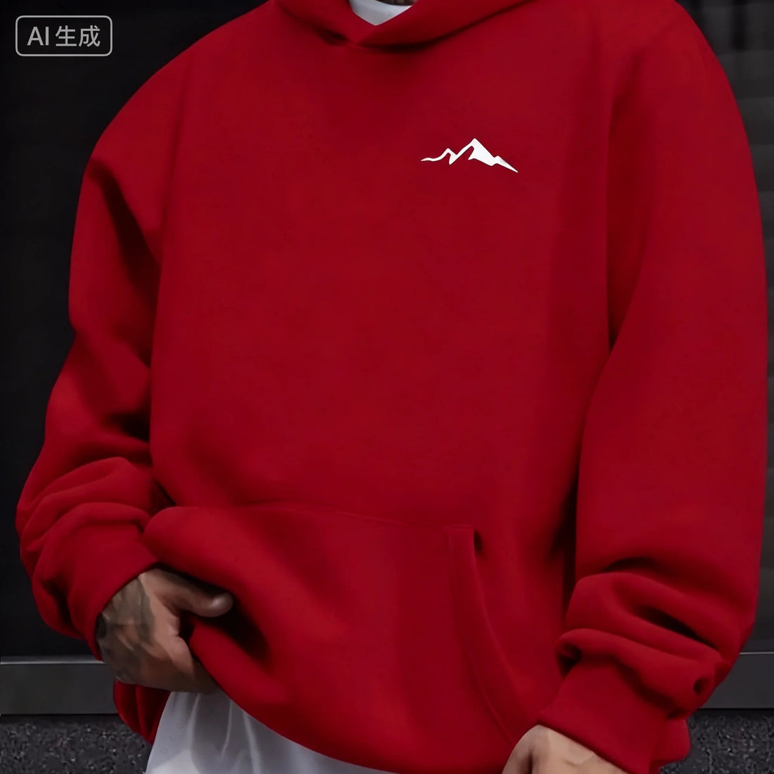 Men's Autumn And Winter Casual Fashion Loose Mountain Print Long Sleeved Hooded Sweatshirt Warm Pullover  Women Christmas Gift - ATFH
