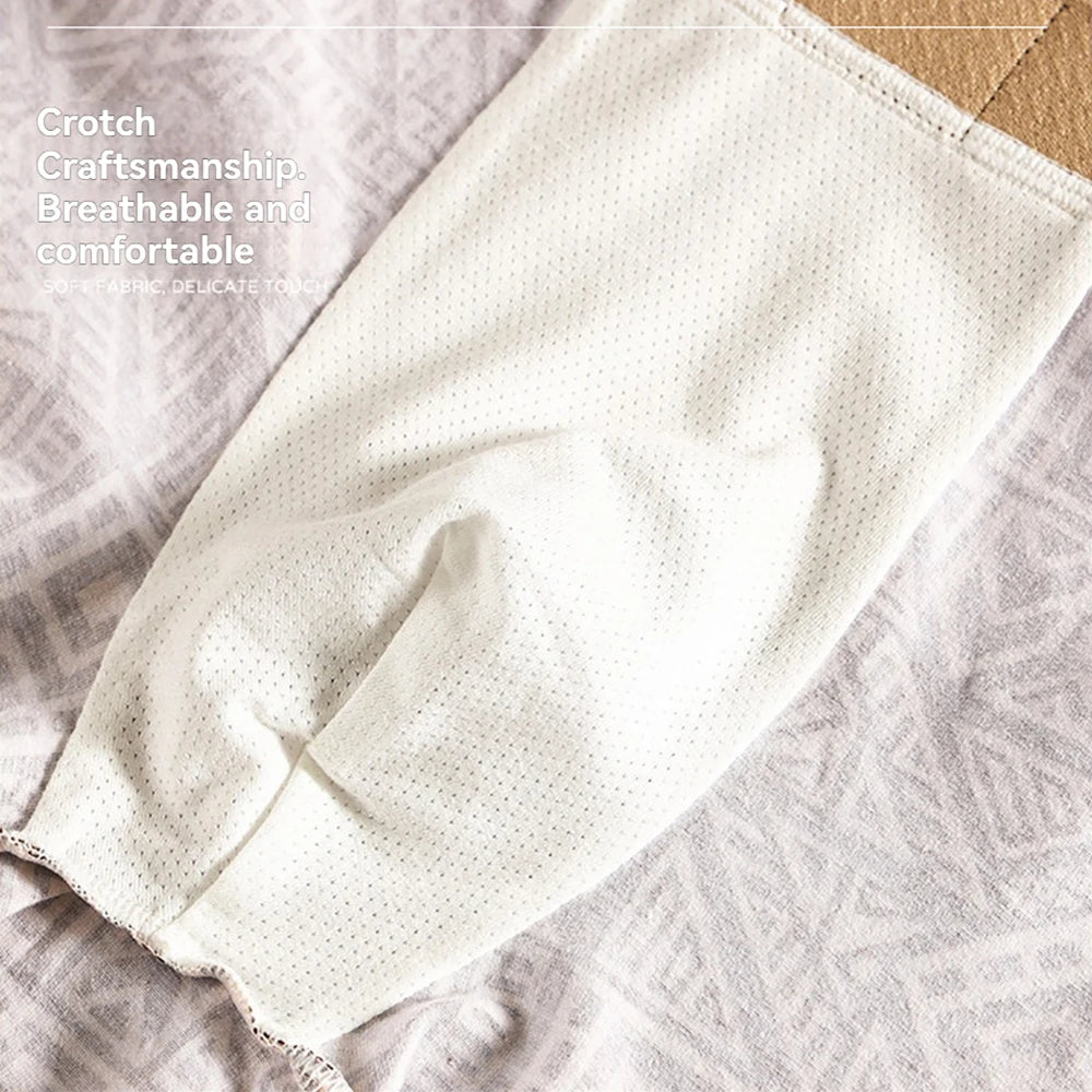 3PCS/Pack Soft 100% Cotton Vintage Print Men's Underpants Breathable Comfort Mesh Crotch Boxer Men High Elastic Waist Panties