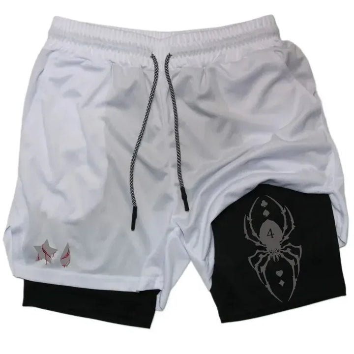 Anime Hunter X Hunter Performance Shorts Men 2-in-1 Running Compression Shorts Training Sport Gym Quick Dry Shorts with Pockets