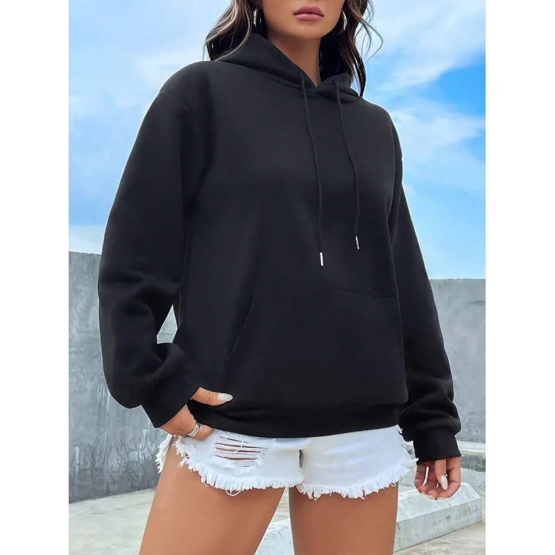Long Sleeve Hoodie with Pocket Women's Casual Sportswear Set Winter Collection Fashionable Comfortable Streetwear