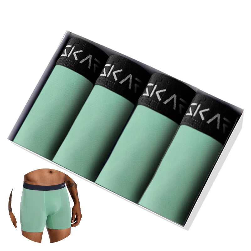 4pcs Brand Men's Panties New Man Boxer Shorts Polyester Male Slip Underpants Sexy Mens Underwear Gift