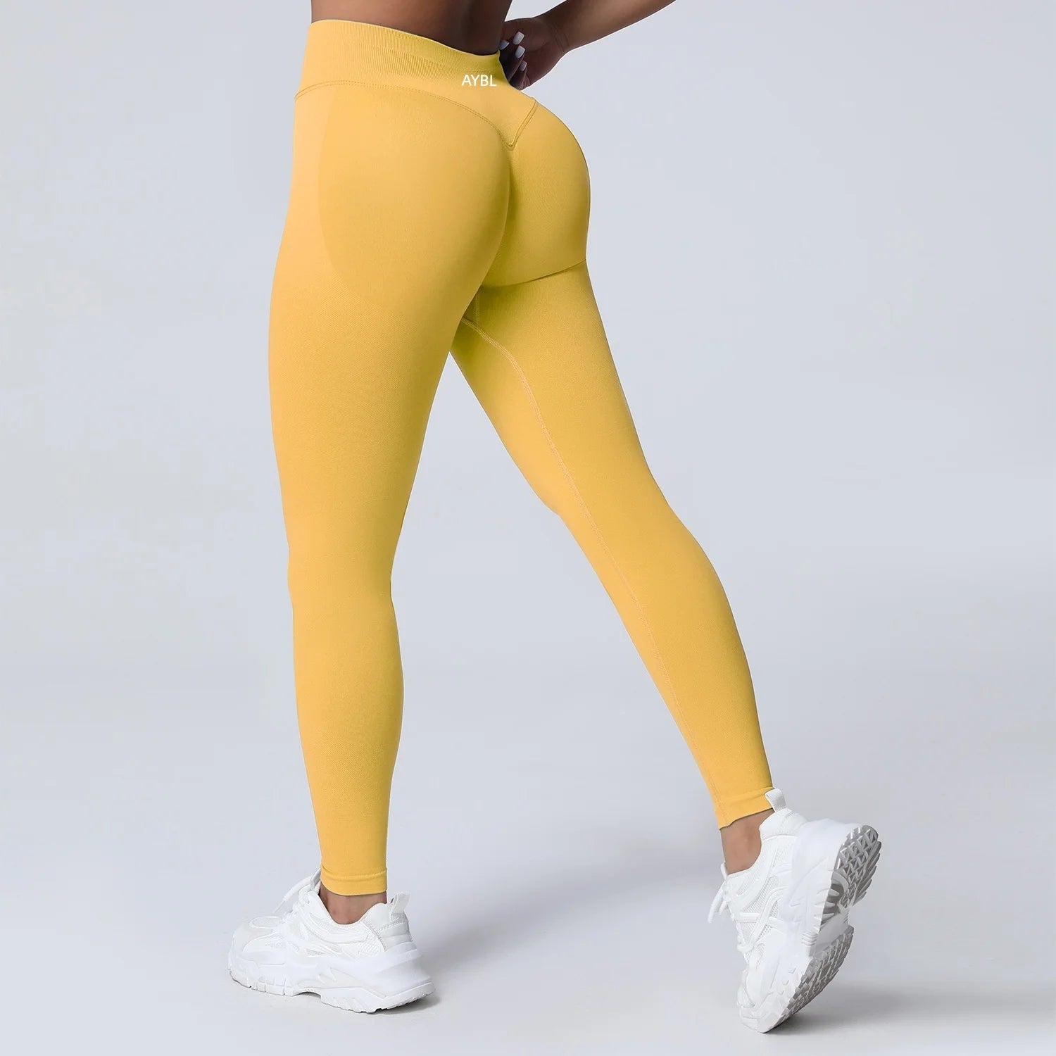 New Gym Yoga Leggings Women Seamless Yoga Pants High Waist Low Ribbed Band Fitness Leggings Fitness Sweat Wicking Workout Tights - ATFH