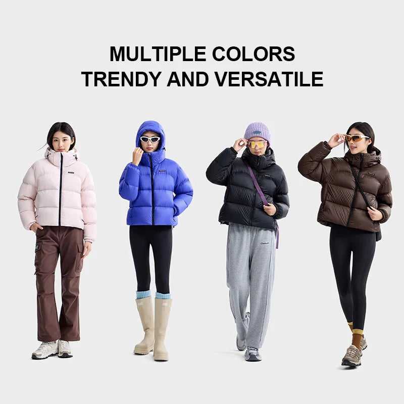 GOLDEN CAMEL Women's Hiking Down Jacket Penguin Series 2025 Winter Windproof Warm Short Puffer Jackets Thick Hooded Coats -10℃
