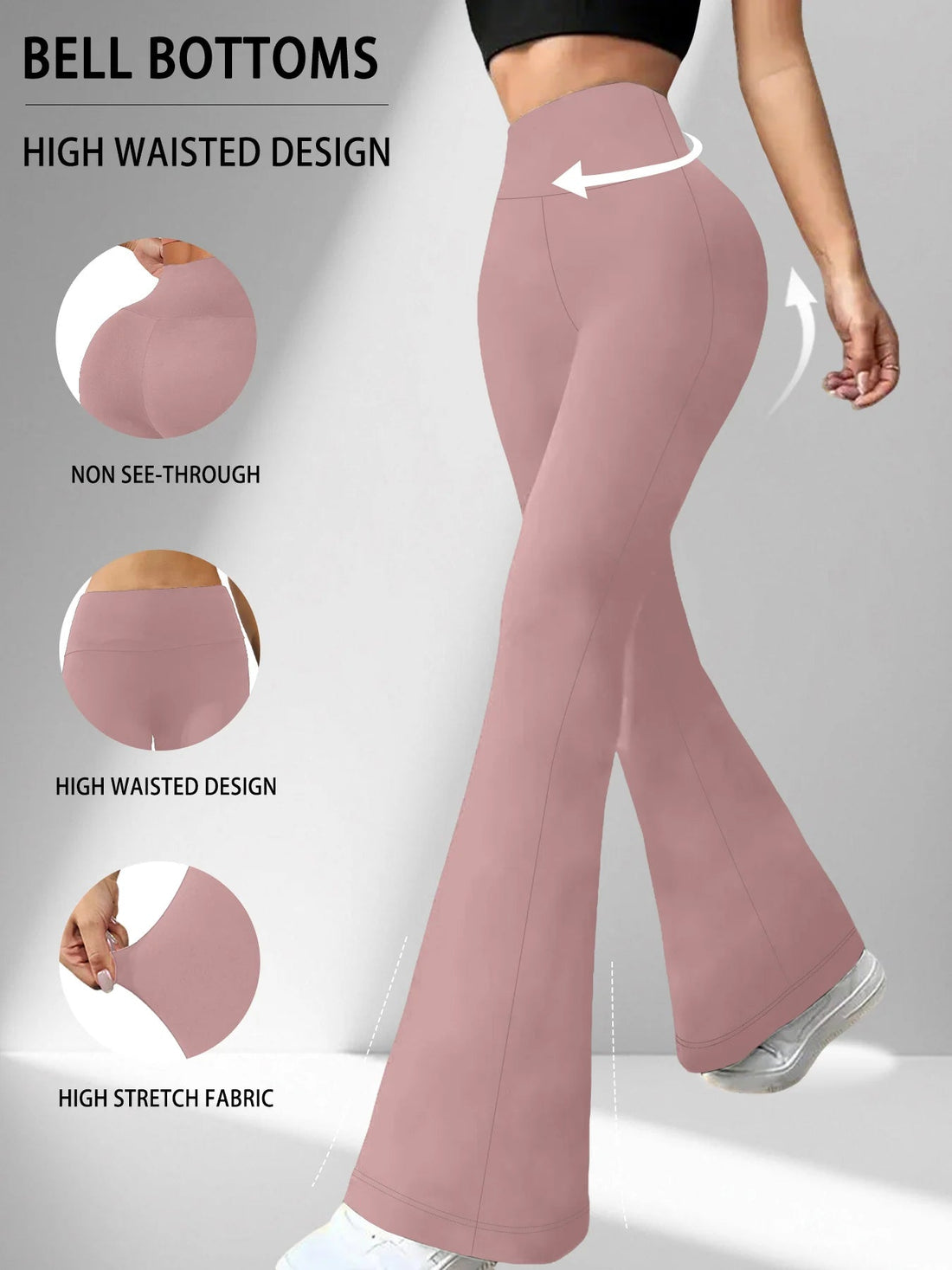 Women's Super Soft Flare Pants High Waisted Tummy Control Workout Yoga Push Up Gym Fitness Long Leggings Bell Bottoms ATFH
