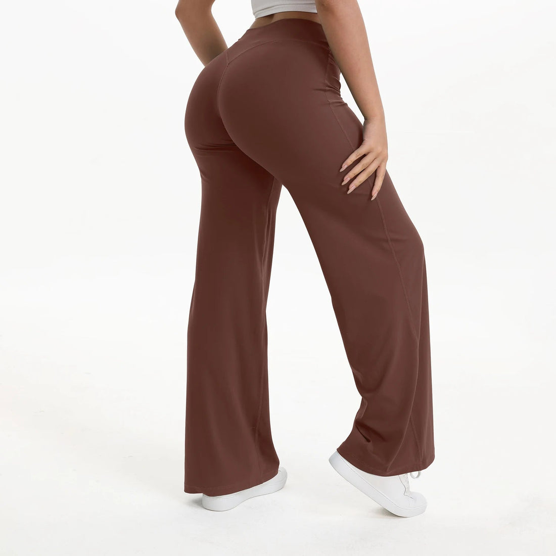 SoftMotion Straight Leg Bottoms Women's Mid-Waist Yoga Pants GYM Leggings Naked Feel Pilates Running Sports Trousers ATFH