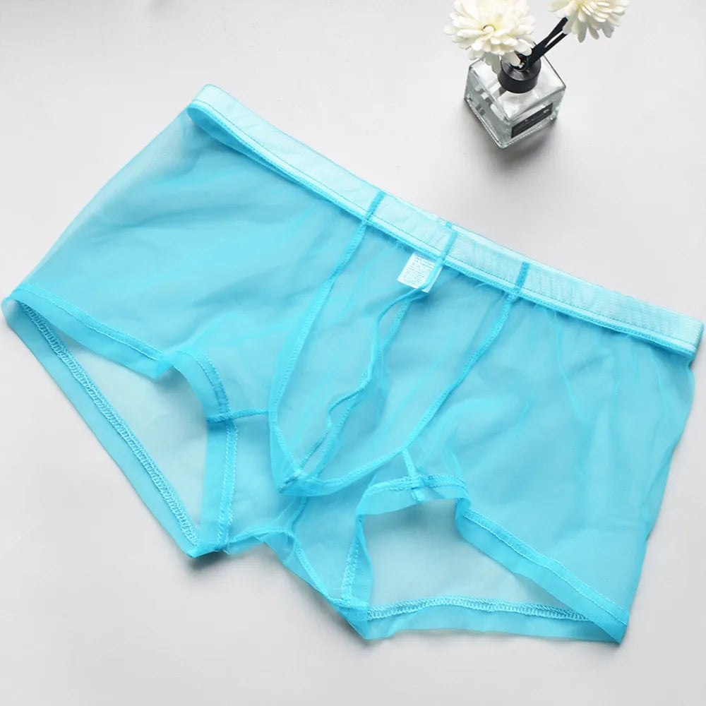 Transparent Mesh Men's Boxer Briefs - Breathable Ultra-Sexy Underwear Perfect for Casual Wear & Special Nights