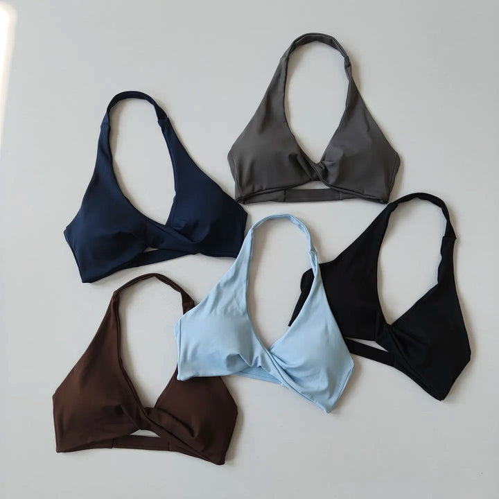 Wire-Free Push-Up Sports Bra for Women, Halter Neck Fitness Bra, Sexy Yoga Top, Sexy Summer Wear - ATFH