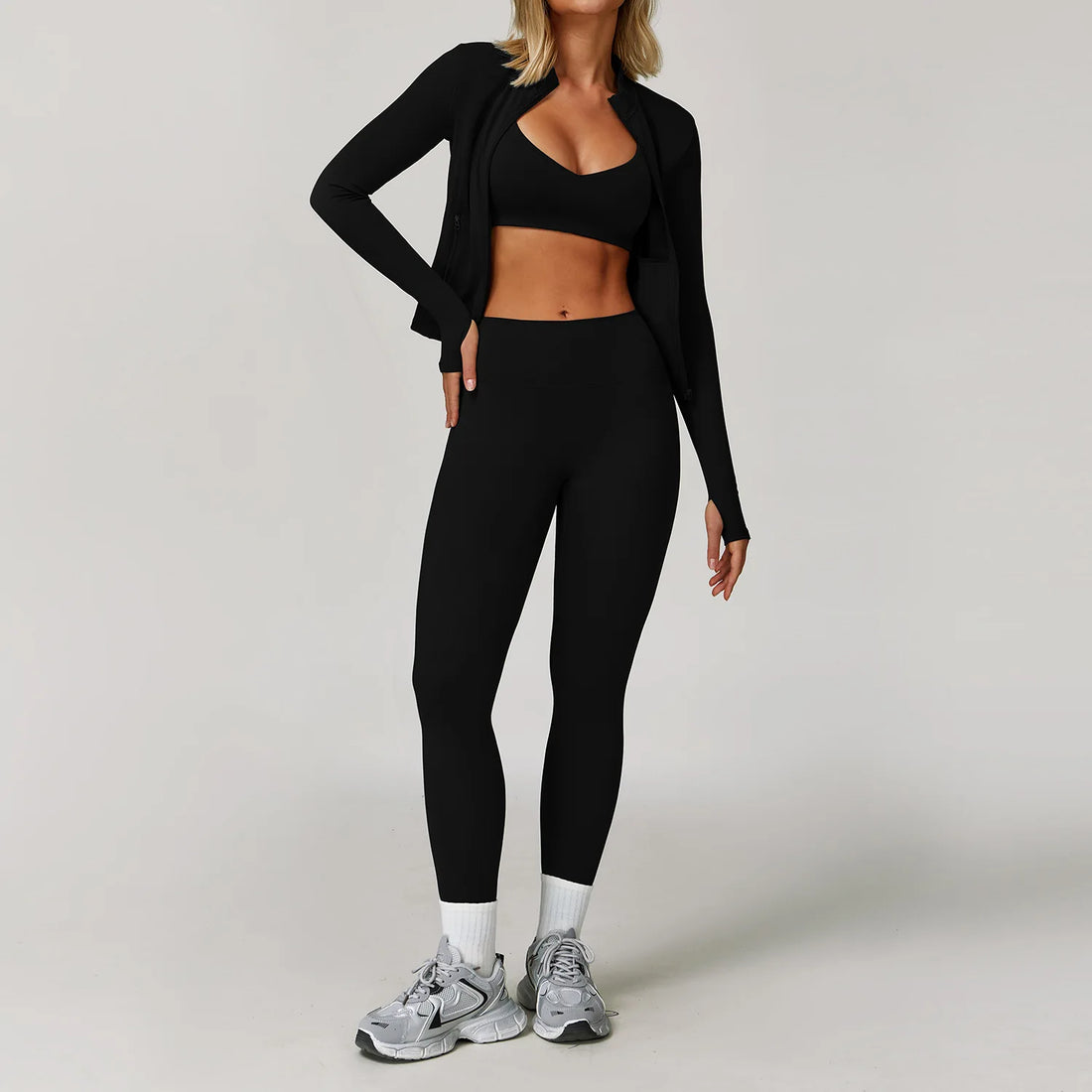 2/3PCS Yoga Suit Sports Set Gym Set Women Tracksuit Running Workout Clothes Long Sleeve Sports Bra Athletic Wear Yoga Clothing - ATFH