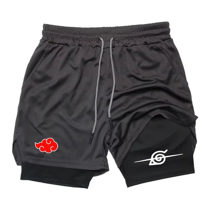 2026 Annihilation Blade Anime Men's Double Layer Shorts Printed Snow Training Multi-Performance Quick-Dry Running Shorts